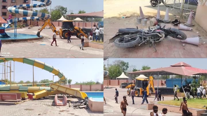 Chittorgarh Water Park News: राजस्थान के चित्तौड़गढ़ में वॉटर पार्क में जेसीबी लेकर घुसे 100 से ज्यादा युवकों ने जमकर की तोड़फोड़ की. इस मामले में अब पुलिस एफआईआर दर्ज कर जांच शुरू कर दी है.