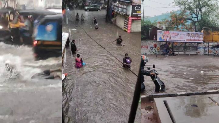 पुणे शहरात आज विक्रमी पावसाची नोंद झाली असून अनेक भागांत मुसळधार पाऊस पडला, त्यामुळे संबंधित परिसरात जिकडे तिकडे पाणीच पाणी अशी पूरस्थिती दिसून आली. येथील रस्त्यावर साचलेल्या पाण्यातून पुणेकरांना मार्ग काढवा लागला.