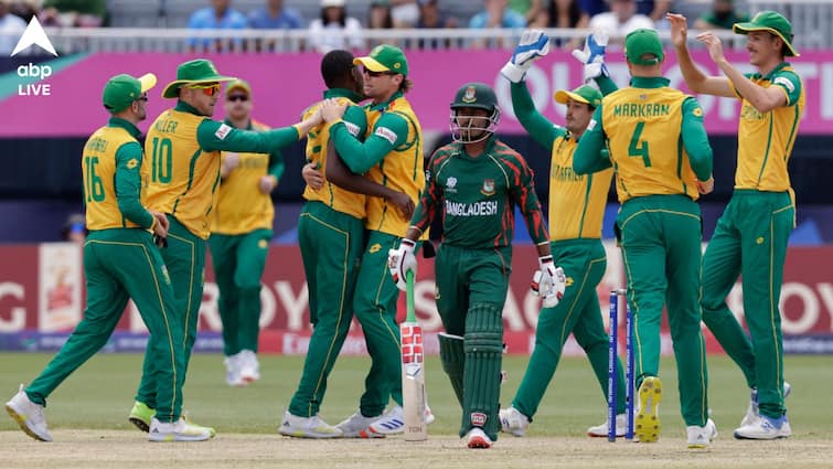 T20 World Cup SA vs BAN Match Highlights South Africa won by 4 runs against Bangladesh at New York