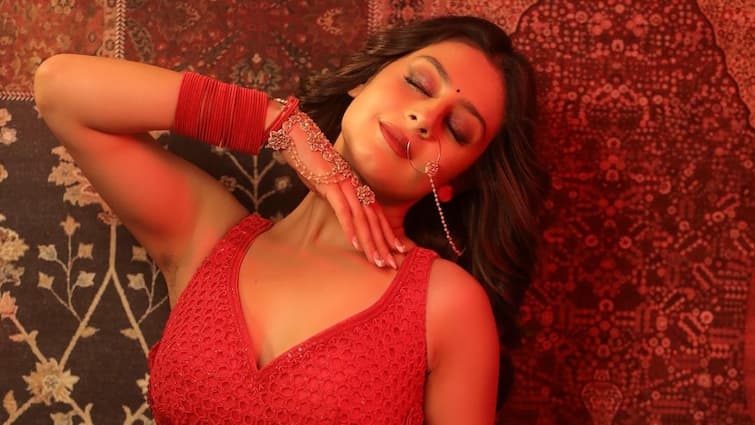 Bigg Boss 17 Fame Isha Malviya Sets The Temperature Soaring In Red Lehenga isha malviya hot pics