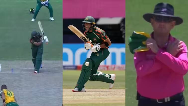 SA vs BAN T20 Wins Updates cricket t20 world cup and ban umpire did not gave leg byes four to bangladesh against south africa and team lost by 4 runs SA vs BAN: એમ્પાયરની આ એક ભૂલ બાંગ્લાદેશની હારનું કારણ બન્યુ, વિવાદ થયો છતાં એમ્પાયરે ના આપ્યા 4 રન, ને.....