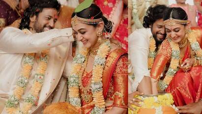 Aishwarya Arjun Umapathy tie knot today wedding ceremony pictures Aishwarya Arjun - Umapathy: மூணு முடிச்சு போட்டாச்சு.. நடந்து முடிந்த ஐஸ்வர்யா அர்ஜூன் - உமாபதி திருமணம்!