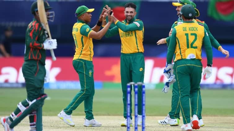 SA vs BAN T20 World Cup 2024 South Africa beats Bangladesh by four runs in low scoring thriller ICC T20 Wolrd Cup: வங்கதேச புலிகளை வேட்டையாடிய தென்னாப்ரிக்கா..! 4 ரன்கள் வித்தியாசத்தில் த்ரில் வெற்றி