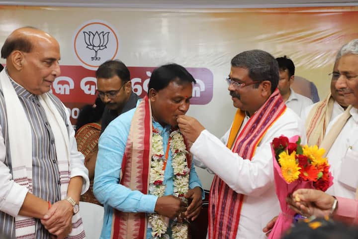 Mohan Charan Majhi has been elected as the Leader of the BJP Legislative Party in Odisha, marking his ascent as the new Chief Minister of the state. (Image Source: X/@dpradhanbjp)