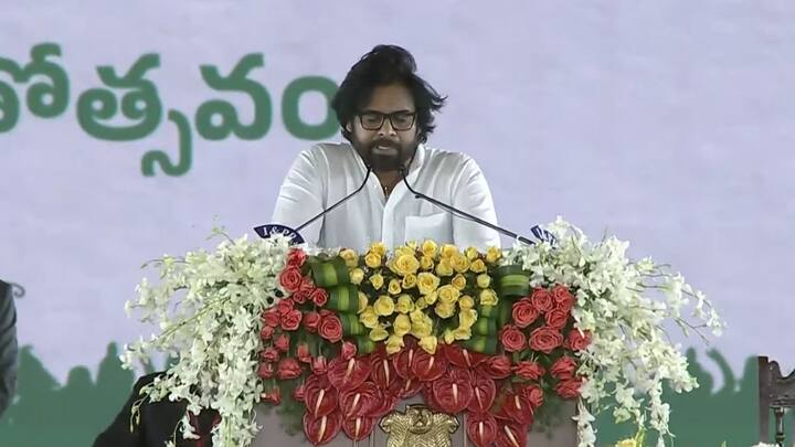 Actor-politician Pawan Kalyan of NDA ally JanaSena is sworn in as a minister. (Photo: YouTube/Narendra Modi)