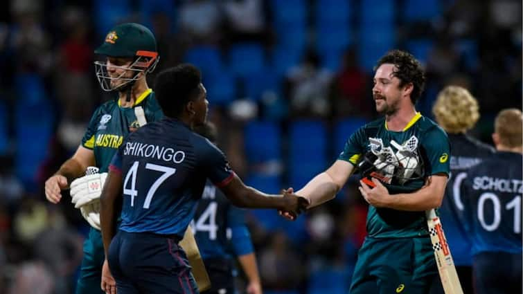 T20 World Cup australia beats namibia march into super eights while srilanka knocked out in tournment T20 World Cup: நமீபியாவை அடித்து துவைத்து சூப்பர் 8 சுற்றுக்கு சென்ற ஆஸ்திரேலியா - வெளியேறிய இலங்கை?