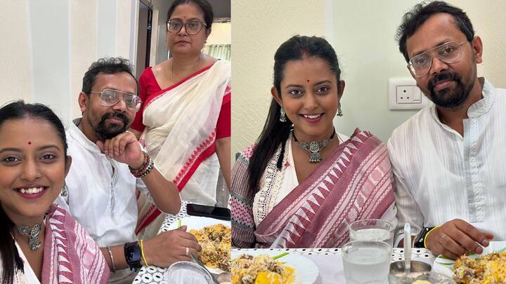 আইনি বিয়ের পরে এই প্রথম জামাইষষ্ঠী। শ্রুতির নতুন ফ্ল্যাটে ঘরোয়া আয়োজনেই জামাই আদর পরিচালক স্বর্ণেন্দুর।