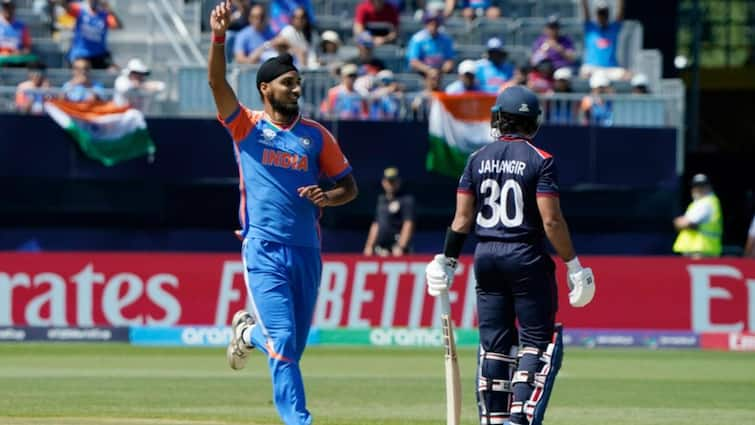 IND vs USA T20 World Cup 2024 Arshdeep Singh picks 2 wickets in 1st over vs United States in New York IND vs USA T20 World Cup 2024: అమెరికా జోరుకు కళ్లెం - టీమిండియా టార్గెట్ 111, మెరిసిన అర్ష్‌దీప్‌