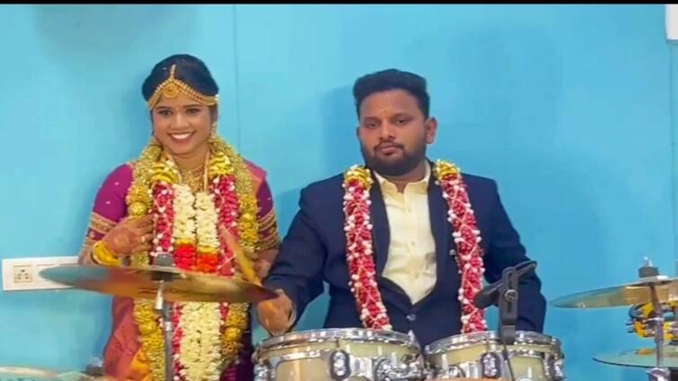 groom turned drummer at the wedding ceremony in Madurai was interesting Video : ட்ரம்ஸ் இசைக்கலைஞராக மாறிய மணமகன் : மதுரையில் திருமண விழாவில் சுவாரஸ்யம்