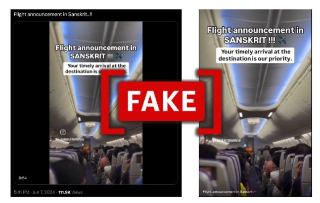 Fact Check: Video Claiming Akasa Air Attendant Delivered In-Flight Safety Briefing In Sanskrit Is Dubbed