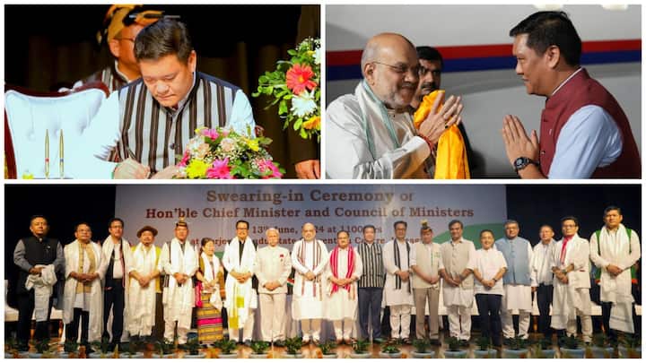 BJP leader Pema Khandu took oath as the chief minister of Arunachal Pradesh for the third term in a row. Concurrently, Chowna Mein has taken oath as the deputy chief minister of the state.