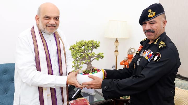 NSG Director General Nalin Prabhat met Union Home Minister and Cooperation Minister Amit Shah today.