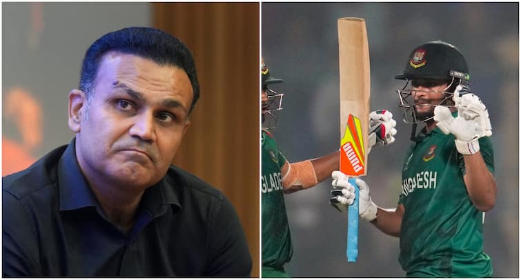 Shakib Al Hasan Slams Virender Sehwag viral video Bangladesh vs Netherlands t20 World cup 2024 match WATCH | 'Sehwag Who?': Shakib Al Hasan Claps Back At India Great After 'Time For Retirement' Comment