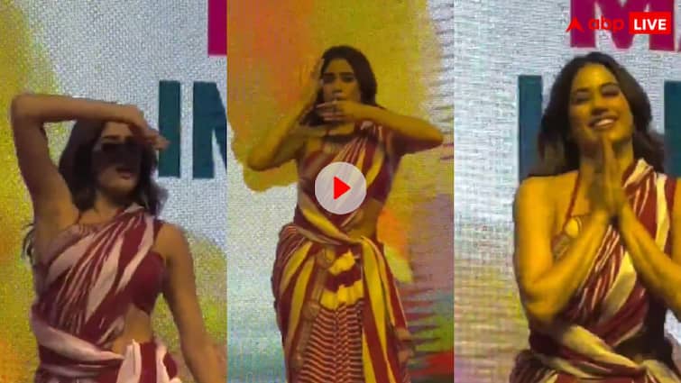 Janhvi Kapoor saree dance video viral on social media people react on her moves Video: जाह्नवी कपूर ने साड़ी को कमर पर बांधकर किया कातिलाना डांस, वीडियो देख बोले लोग- अब तो यही क्रश है
