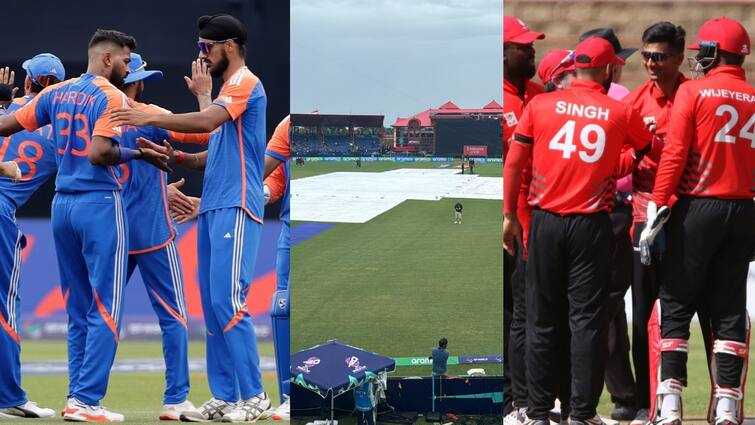 IND vs CAN India Canada match washed out due to rain match canceled without toss Match abandoned due to wet outfield IND vs CAN: बारिश और खराब आउटफील्ड की वजह से भारत-कनाडा मैच रद्द, मुकाबले में नहीं हो सका टॉस