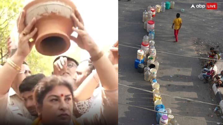 Delhi Water Crisis: दिल्ली में बीजेपी और कांग्रेस कार्यकर्ता पानी की समस्या को लेकर सड़कों पर उतर आए हैं. आज कांग्रेस और बीजेपी ने मटका फोड़कर पानी की किल्लत के विरोध में प्रदर्शन किया.