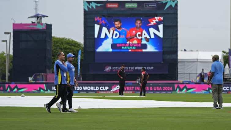 ICC Mens T20 World Cup 2024 Match abandoned due to wet outfield no toss India vs Canada India vs Canada: இந்தியா - கனடா போட்டி.. ஒரு பந்து கூட வீசாமல் ரத்தான ஆட்டம்!