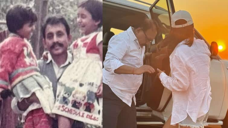 Mimi Chakraborty childhood photo fathers day 2024 Entertainment News Update Tollywood News: বাবার হাত ধরেই প্রথম এসেছিলেন কলকাতায়, এই টলি নায়িকার স্বপ্ন ছিল, 'গরমকালে একটা এসি'