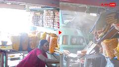 महिला ने मौत को दिया चकमा...दुकान में घुसी बेकाबू बस का दिल दहला देने वाला वीडियो वायरल