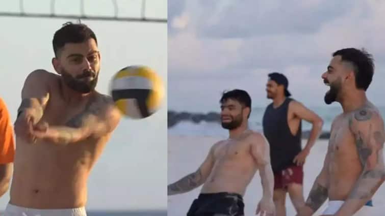 Virat Kohli Flaunts Ripped Physique Indian Players Play Beach Volleyball Ahead Of T20 World Cup 2024 Super 8 Clash Viral Video Virat Kohli Flaunts Ripped Physique As Indian Players Play Beach Volleyball Ahead Of T20 World Cup Super 8 Clash- WATCH