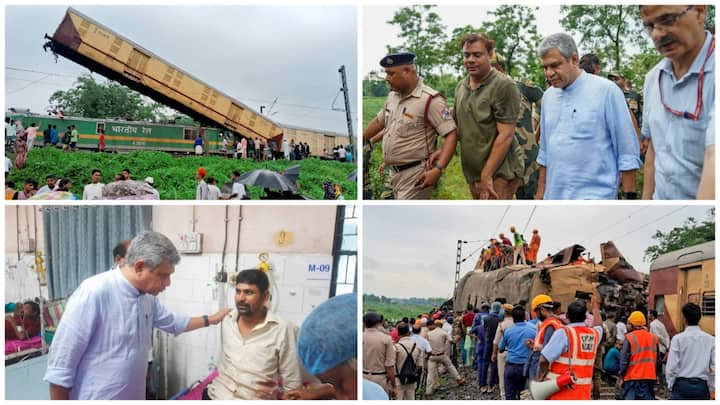 Union Railway Minister visited the accident site in Bengal's New Jalpaiguri near Rangapani railway station to take stock of the situation and inspect the site of collision.