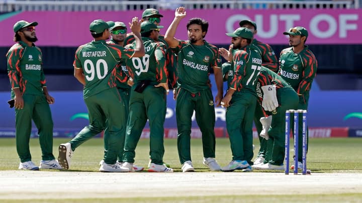 Bangladesh's Tanzim Hasan Sakib also has 9 wickets but has an average of 8.00 which makes him the third best bowler in the T20 World Cup 2024 so far.  (Image Source: PTI)