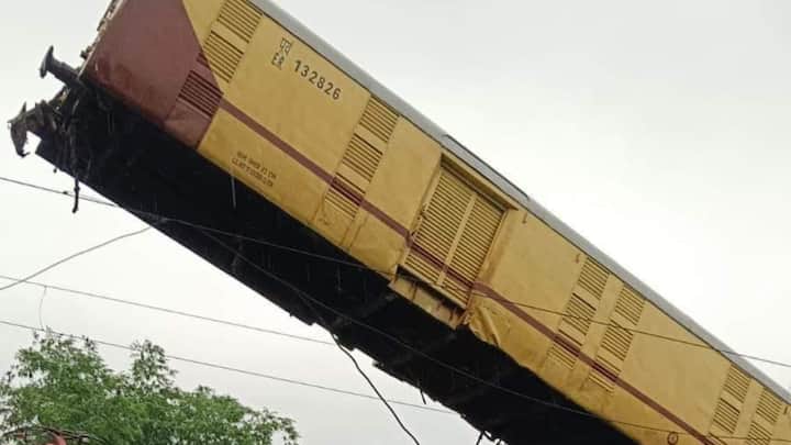 The impact of the accident could be guaged from the fact that one of the coaches of the Kanchenjunga was sent flying in the air. It then landed on the goods train. (Photo: ABP Ananda)