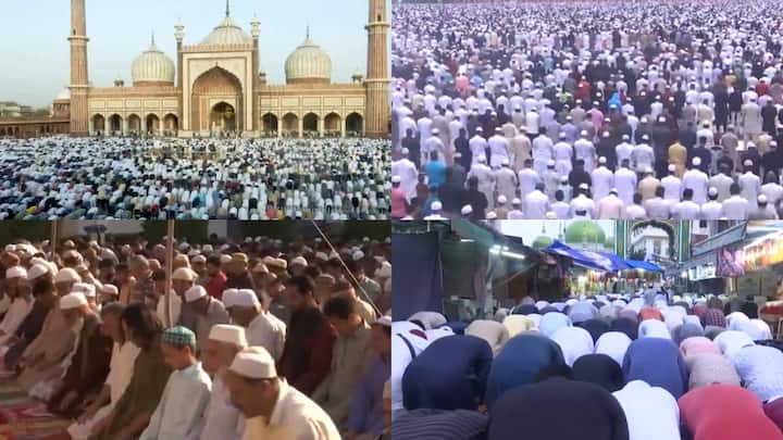Eid-al-Adha 2024: देशभर में आज धूमधाम से बकराद मनाई जा रही है. दिल्ली स्थित जामा मस्जिद में बकरा ईद के मौके पर नमाज अदा की गई. इस खास मौके पर बच्चों से लेकर बड़े तक एक दूसरे से गले मिलते नजर आए.
