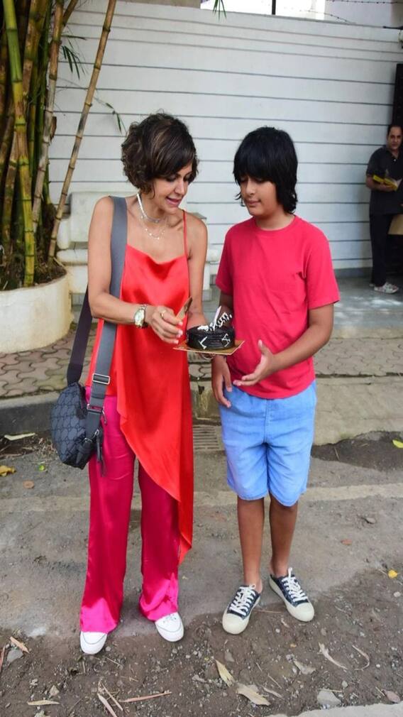 Mandira Bedi Celebrates Son's Birthday With New Car; Gets Cake For Paps