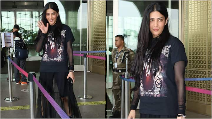 Shruti Hassan Papped At Airport: శృతి హాసన్ ముంబై ఎయిర్ పోర్టులో ఇవాళ ఈ లుక్ లో వచ్చారు. అసలు ఆమె లుక్ వైరల్ అవుతోంది. ఆమెను హీరోయిన్ అంటే ఎవరైనా నమ్ముతారా? అని కొందరు కామెంట్స్ చేస్తున్నారు.