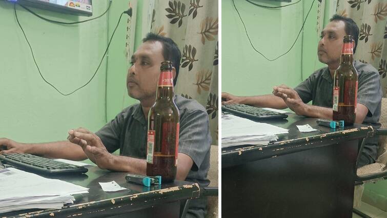 mahabubabad transport office employee drinks bear while in doing duty videos viral Warangal News: దర్జాగా బీర్ తాగుతూ విధులు, టేబుల్‌పైనే లిక్కర్ బాటిల్ - గవర్నమెంట్ ఆఫీస్‌లో ఉద్యోగి వీడియో వైరల్