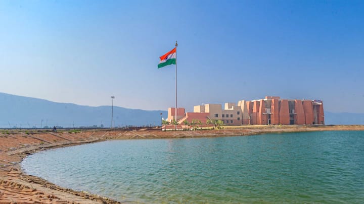 Nalanda University as seen from a distance. External Affairs Minister S. Jaishankar and ambassadors of 17 nations attended the event organised to inaugurate a new campus of Nalanda University. (Photo: PTI)