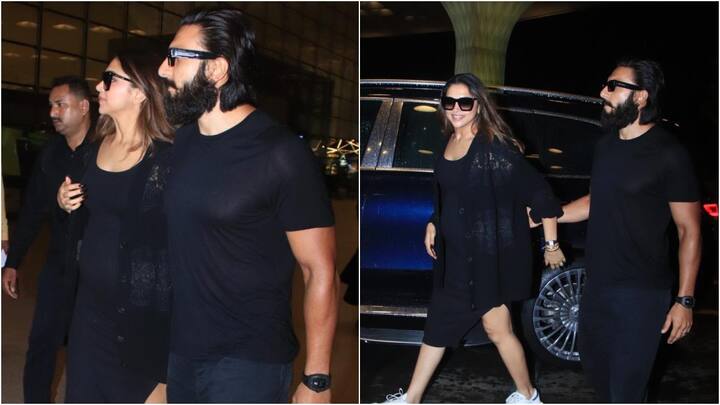 At the Mumbai airport, mom-to-be Deepika Padukone and Ranveer Singh were spotted together.