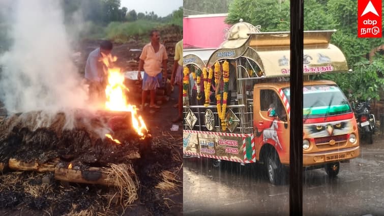 Kallakurichi Liquor Death Due to sudden rain during cremation, the fire is not burning and the people of Karunapuram are in agony TNN Kallakurichi Liquor Death: இறுதி ஊர்வலத்தில் கொட்டிய கனமழை.. கண்ணீரில் மிதக்கும் கள்ளக்குறிச்சி..  தகனம் செய்வதில் சிக்கல்