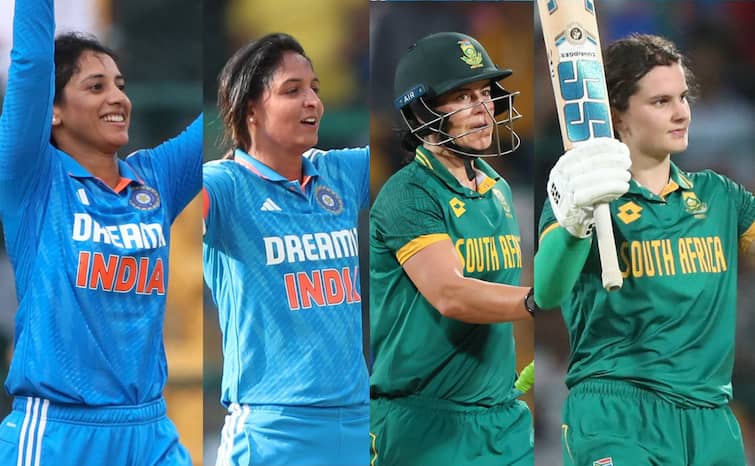 Four Women Score Centuries in The Same ODI Smriti Mandhana Harmanpreet Kaur Marizanne Kapp Laura Wolvaardt in IND W vs SA W match IND W vs SA W: बेंगलुरु में हुई शतकों की बरसात, एक ही मैच में 4 सेंचुरी लगने से बन गया वर्ल्ड रिकॉर्ड!