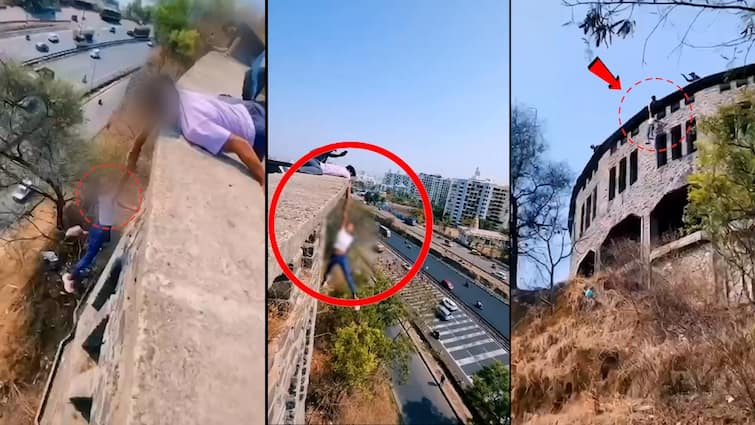 Pune Reel Viral video stunt of youth near swami Narayan Temple Maharashtra Marathi News Viral Video: रील्सच्या नादात काय काय करतात! पुण्यात रीलसाठी तरूण-तरूणीचा जीवघेणा स्टंट,पालकांची उडाली झोप; व्हिडीओ व्हायरल