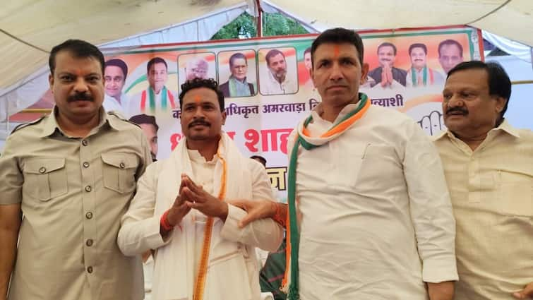 Amarwara By Election 2024 MP Congress candidate Dhirendra Shah Jitu Patwari target BJP अमरवाड़ा उपचुनाव के लिए कांग्रेस प्रत्याशी धीरेन शाह ने भरा पर्चा, जीतू पटवारी बोले- 'बीजेपी के षड्यंत्र का...'