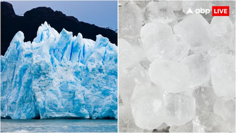 Why is the colour of ice from refrigerator white and the colour of ice from glacier blue फ्रिज वाले बर्फ का रंग सफेद और ग्लेशियर वाले बर्फ का रंग नीला क्यों होता है?