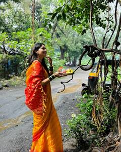 Pooja Sawant : पिवळी साडी, हिरवा चुडा अन् चेहऱ्यावर लाजरं हसू; पूजा सावंतने साजरी केली पहिली वटपौर्णिमा