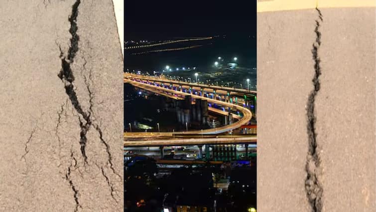 Atal Bridge connecting Mumbai and Navi Mumbai was cracked within five months  BJP and Congress clashed Maharashtra Marathi News Atal Setu :  मुंबई आणि नवी मुंबईला जोडणाऱ्या अटल सेतूला पाच महिन्यातच तडा, भाजप अन् काँग्रेसमध्ये जुंपली