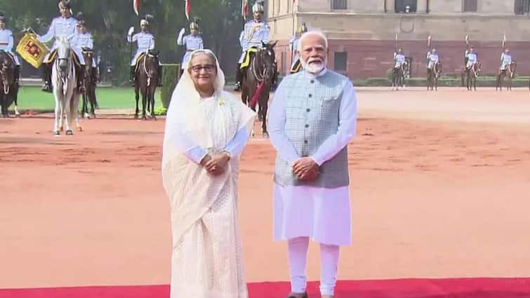 Bangladesh PM Sheikh Hasina India Visit PM Modi Rashtrapati Bhavan Bangladeshi PM Sheikh Hasina Receives Ceremonial Welcome At Rashtrapati Bhavan: Watch