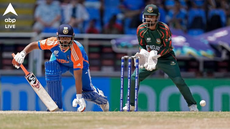 T20 World Cup 2024 IND vs BAN Innings Highlights India gave target of 197 runs against Bangladesh at Antigua