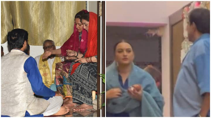 Ahead of Sonakshi Sinha and Zaheer Iqbal's wedding on June 23, bride's mother Poonam Sinha performed a Puja at her residence Ramayana.