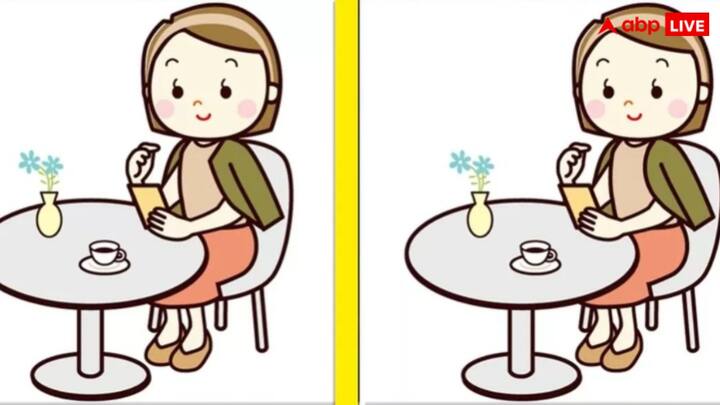 Optical illusion: तस्वीर में आपको एक लड़की टेबल पर बैठी दिखाई दे रही होगी, इस तस्वीर के दो भाग हैं, जिनमें आपको तीन अंतर ढूंढ कर निकालने हैं, क्या आप कर पाएंगे?