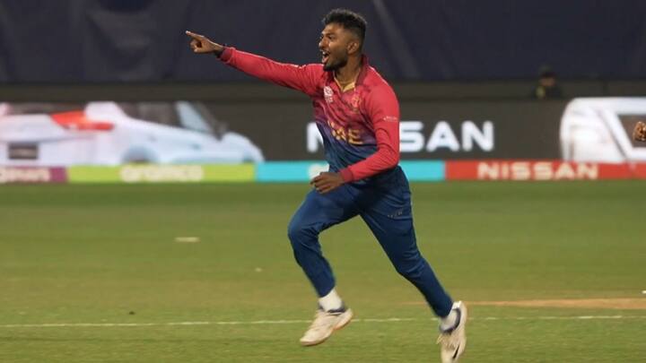4- Karthik Meiyappan (UAE) - 2022 vs Sri Lanka (Image Credits- ICC)