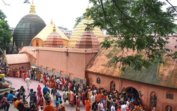A large number of devotees throng the Maa Kamakhya temple ahead of the annual Ambubachi Mela, which began on June 22. (Image Source: PTI)