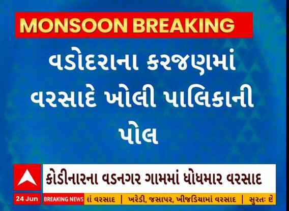 Vadodara News । વડોદરાના કરજણમાં વરસાદે ખોલી પાલિકાની પોલ