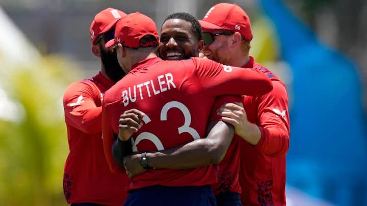 Jordan's figures of 4/10 are the third-best bowling performance by an England player in T20 World Cup history, behind Sam Curran's 5/10 against Afghanistan in Perth in 2022 and Adil Rashid's 4/2 against West Indies in Dubai in 2021. (Image Source: PTI)