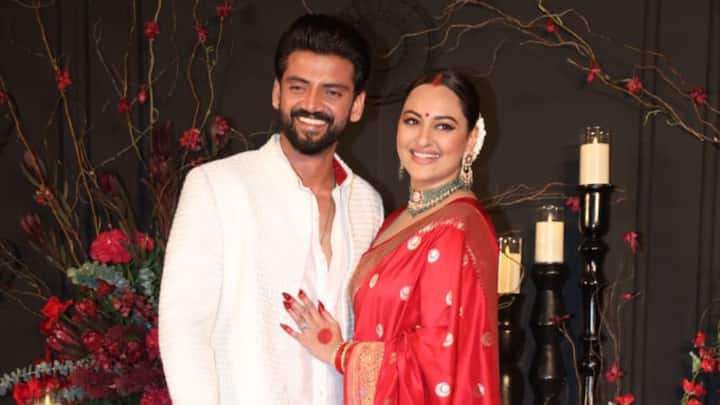 Sonakshi Sinha & Zaheer Iqbal looked dashing at their wedding reception. As the couple posed for the paps, the couple refused to pose solo