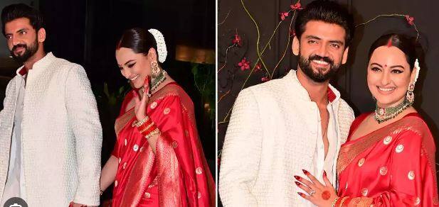 ਸੋਨਾਕਸ਼ੀ ਸਿਨਹਾ ਅਤੇ ਜ਼ਹੀਰ ਇਕਬਾਲ ਨੇ ਇਕ ਦੂਜੇ ਦਾ ਹੱਥ ਫੜ ਕੇ ਰਿਸੈਪਸ਼ਨ ਵਾਲੀ ਥਾਂ 'ਤੇ ਸ਼ਾਨਦਾਰ ਐਂਟਰੀ ਕੀਤੀ। ਇਸ ਦੌਰਾਨ ਕੋਈ ਵੀ ਜੋੜੇ ਤੋਂ ਅੱਖਾਂ ਨਹੀਂ ਹਟਾ ਸਕਿਆ।